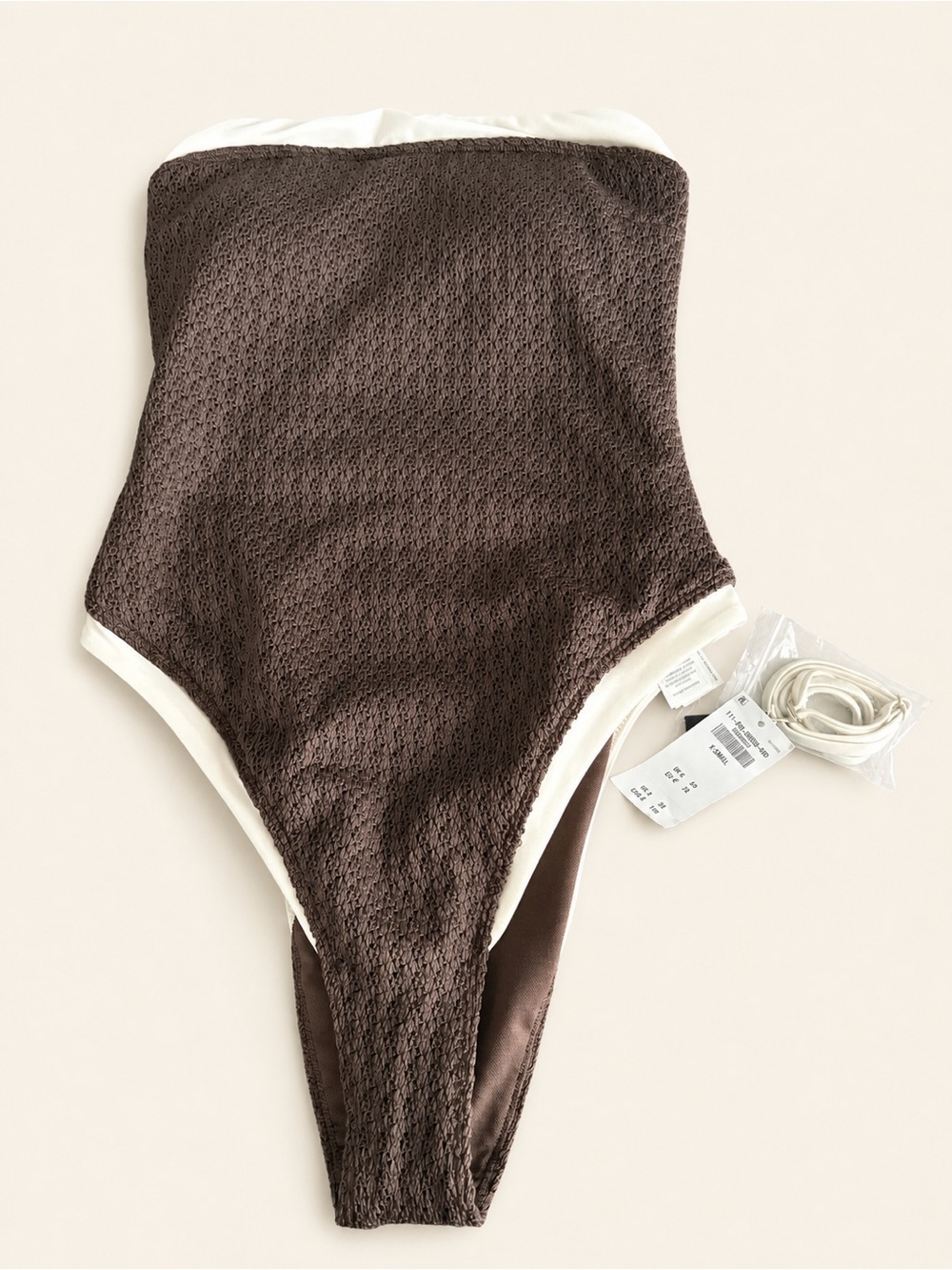Abercrombie & Fitch Brown One-Piece Swimsuit with Cream Trim